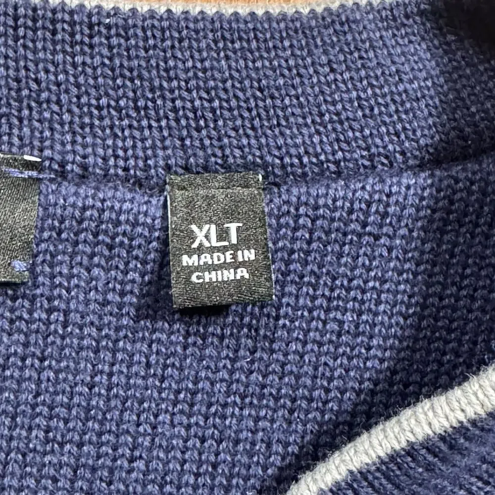Golf Sweater Vest Mens XLT Tall Blue Cable Knit V-Neck Preppy Golf Country Club